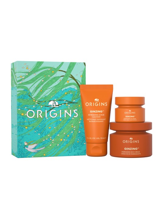 ORIGINS GINZING GLOWING ESSENTIALS SET + ORIGINS SET SA UZORCIMA ZA NJEGU LICA