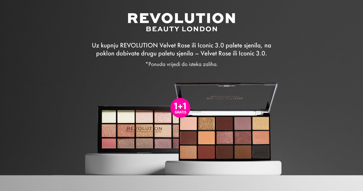 Revolution: uz kupnju Velvet Rose ili Iconic 3.0 palete sjenila na poklon dobivate drugu paletu sjenila. Ponuda vrijedi do isteka zaliha.